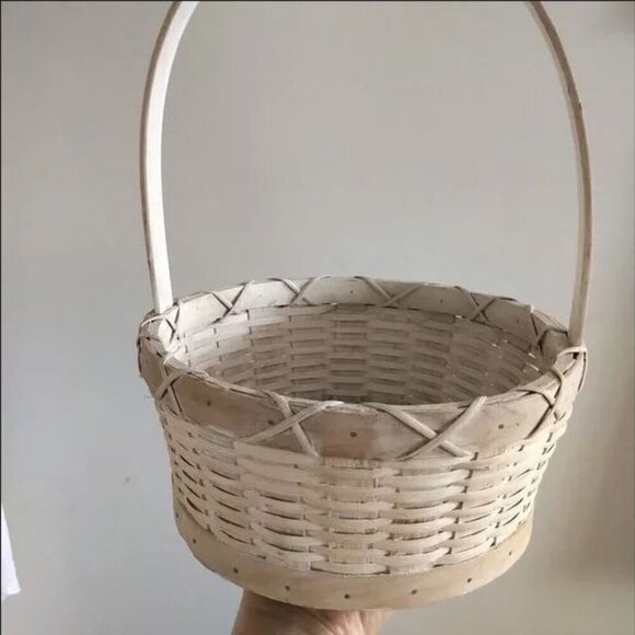 🌱2/$45🌱Handmade Flower girl basket Easter Cottagecore Boho Rustic White washed - Picture 8 of 16